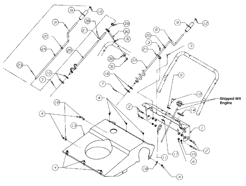 Chute Crank Diagram and Parts List for 140 (31A-140-000)(1998) Yard Machines Snow Blower